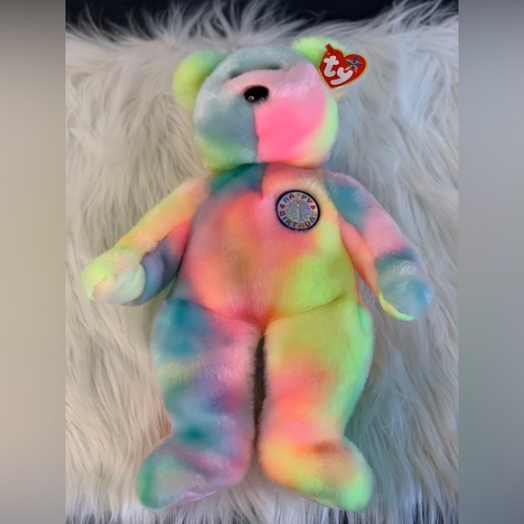 Ty (22) Pastel Rainbow Beanie Baby Bear - Picture 11 of 11